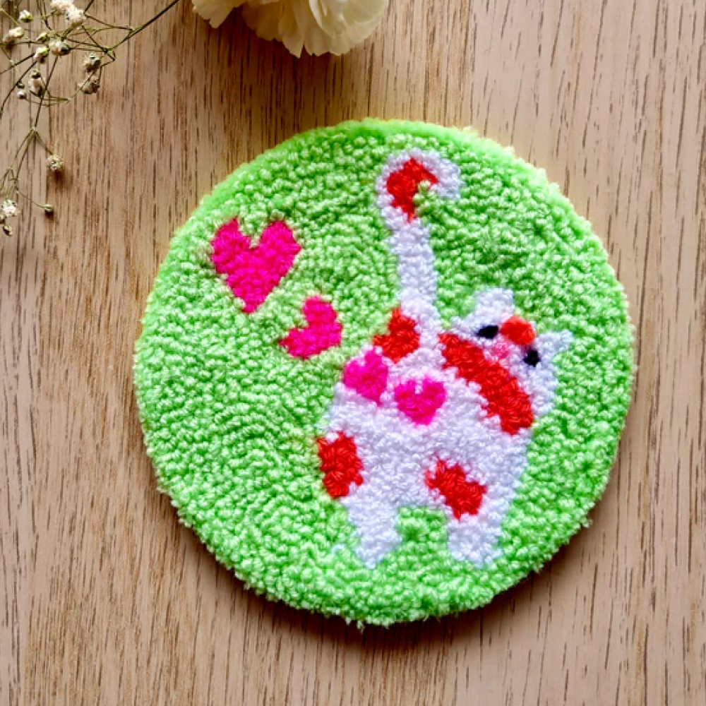 Furry Tales Rumble Cat Handtufted Coaster