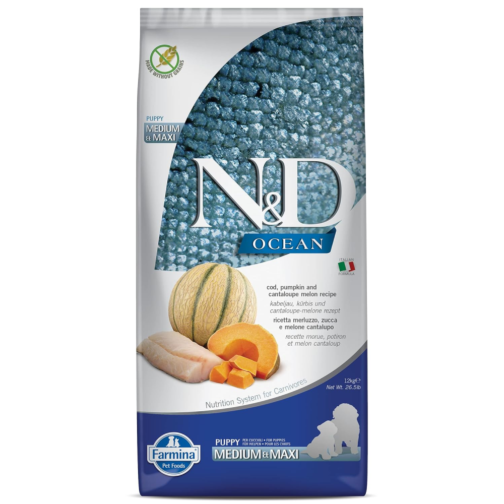 Farmina N&D Ocean Codfish Pumpkin & Cantaloupe Melon Puppy Medium & Maxi Dry Food image 10