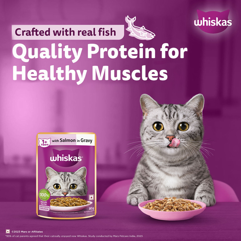 Whiskas Salmon in Gravy Meal Adult Cat Wet Food image 8