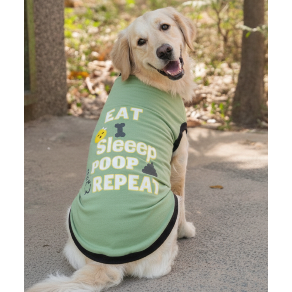 Pet Set Go Eat Sleep Poop Repeat T-shirt for  Dogs (Cyan)