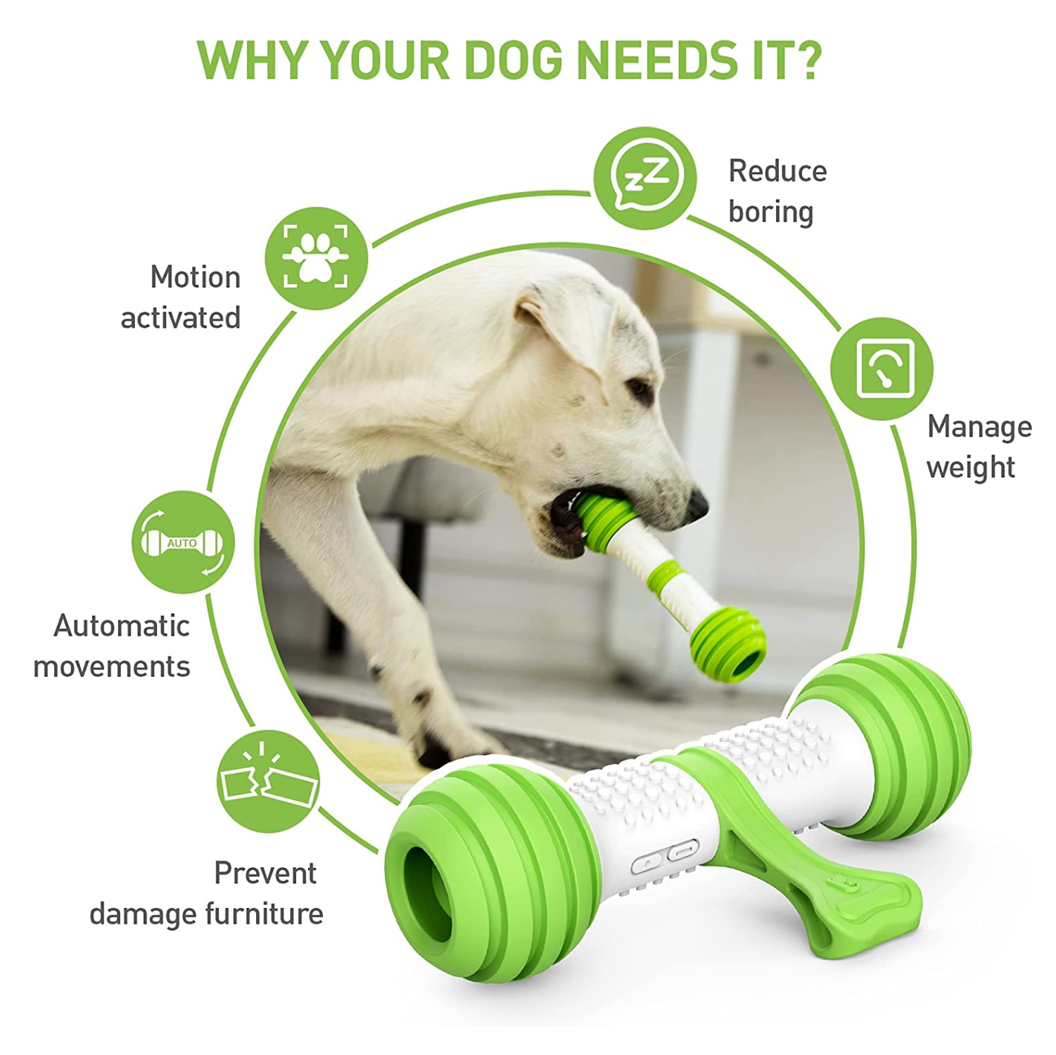 Pet Geek Playbone Toy for Dogs (White/Green) image 5