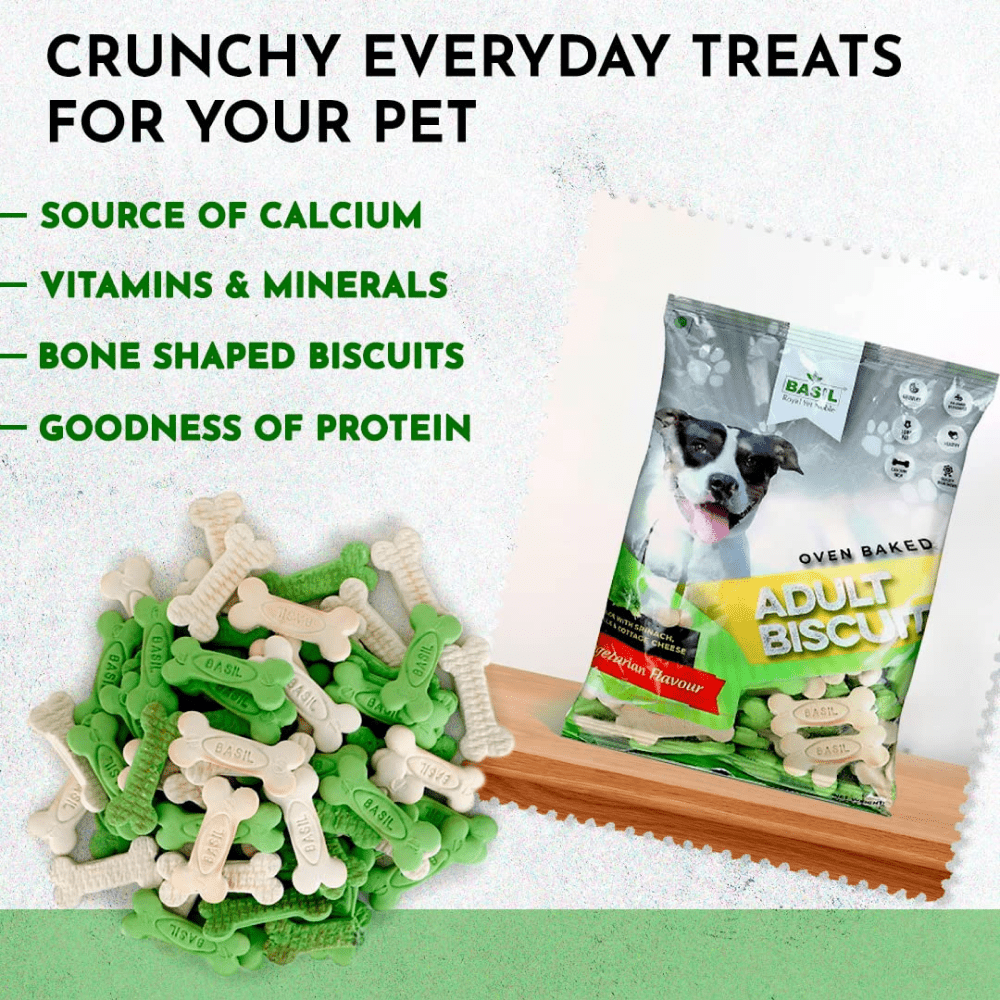 Basil Veg Bone Shaped Adult Dog Biscuits image 3