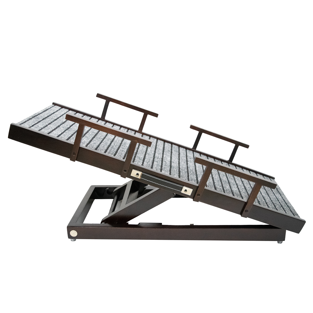 FurryLiving Wooden Ramp with Safety Rails for Dogs and Cats (Dark Brown) image 6