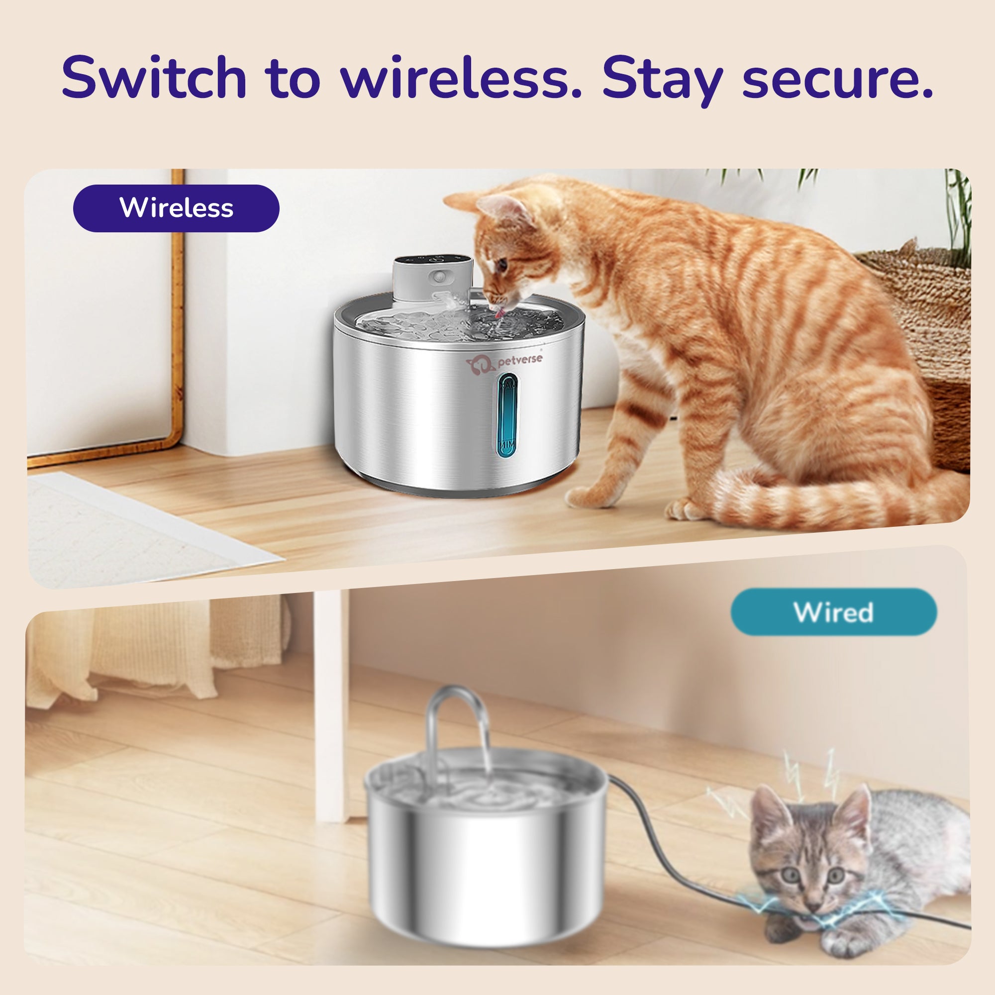Petverse Smart Motion Sensor Pet Water Fountain for Dogs & Cats (Silver) image 4