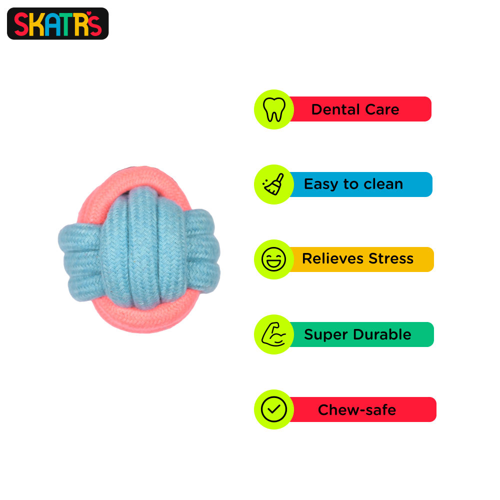 Skatrs Dummy Knotted, Ball and Bone Shaped Rope Chew Toy Combo for Dogs and Cats image 3