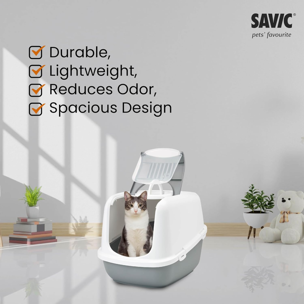 Savic Nestor Jumbo Toilet Home for Cats (Cold Grey) image 3