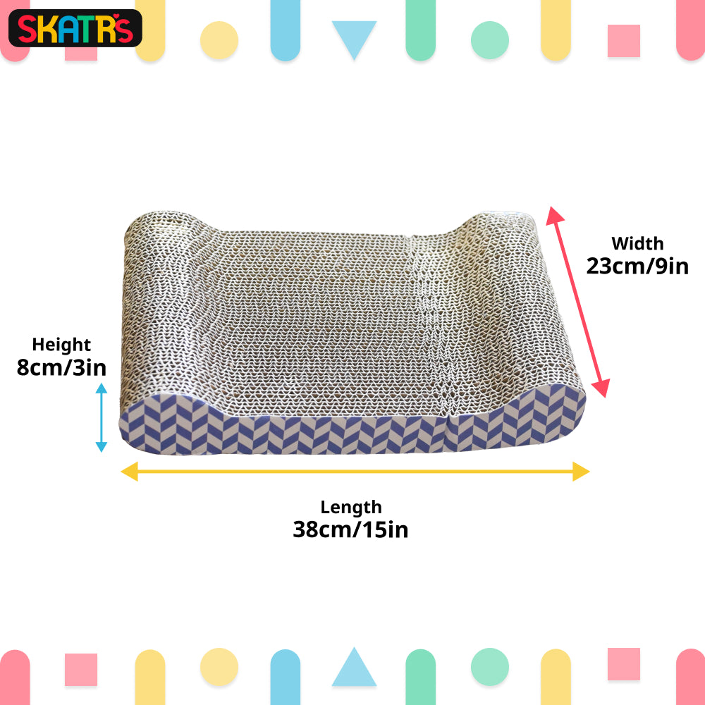Skatrs Lounge Corrugated Cardboard Scratcher Pad Toy With Catnip for Cats (Length 38cm) image 2