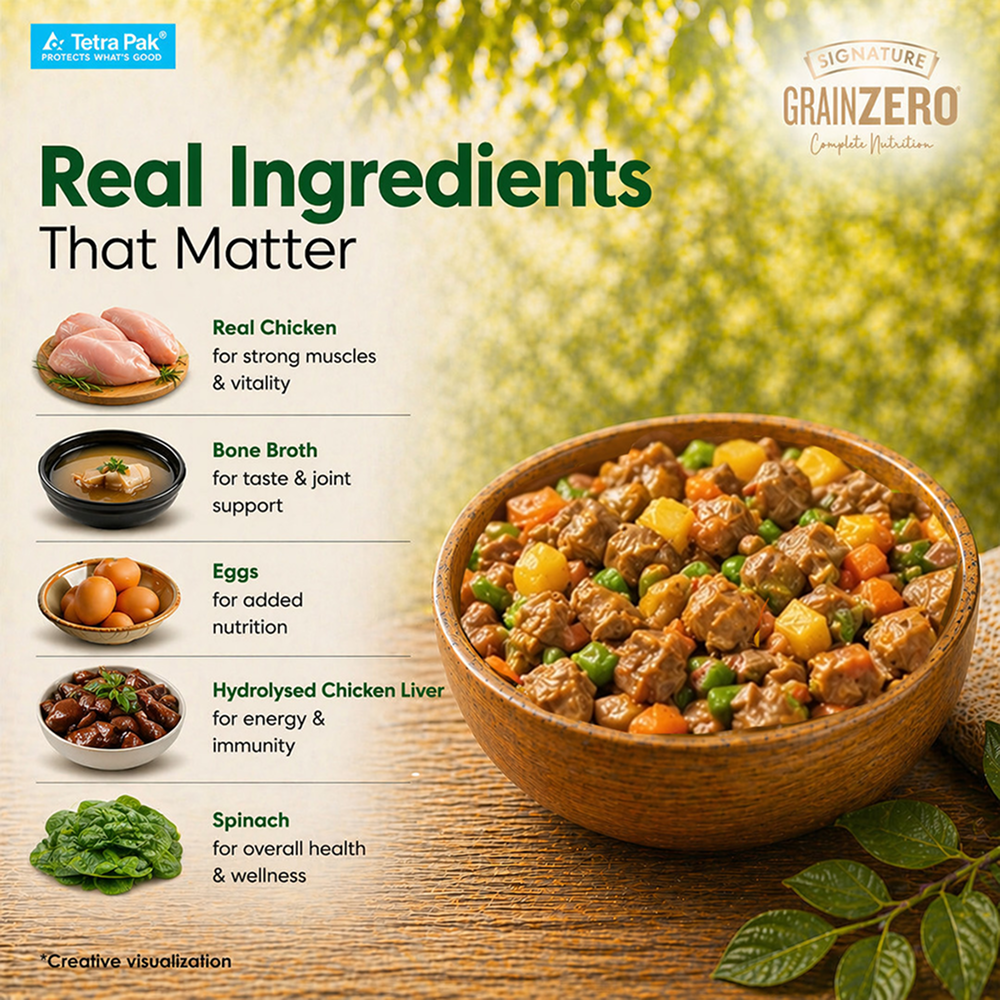Signature Grain Zero Tetra Pack Real Chicken Veggies Dog Fresh Food image 5