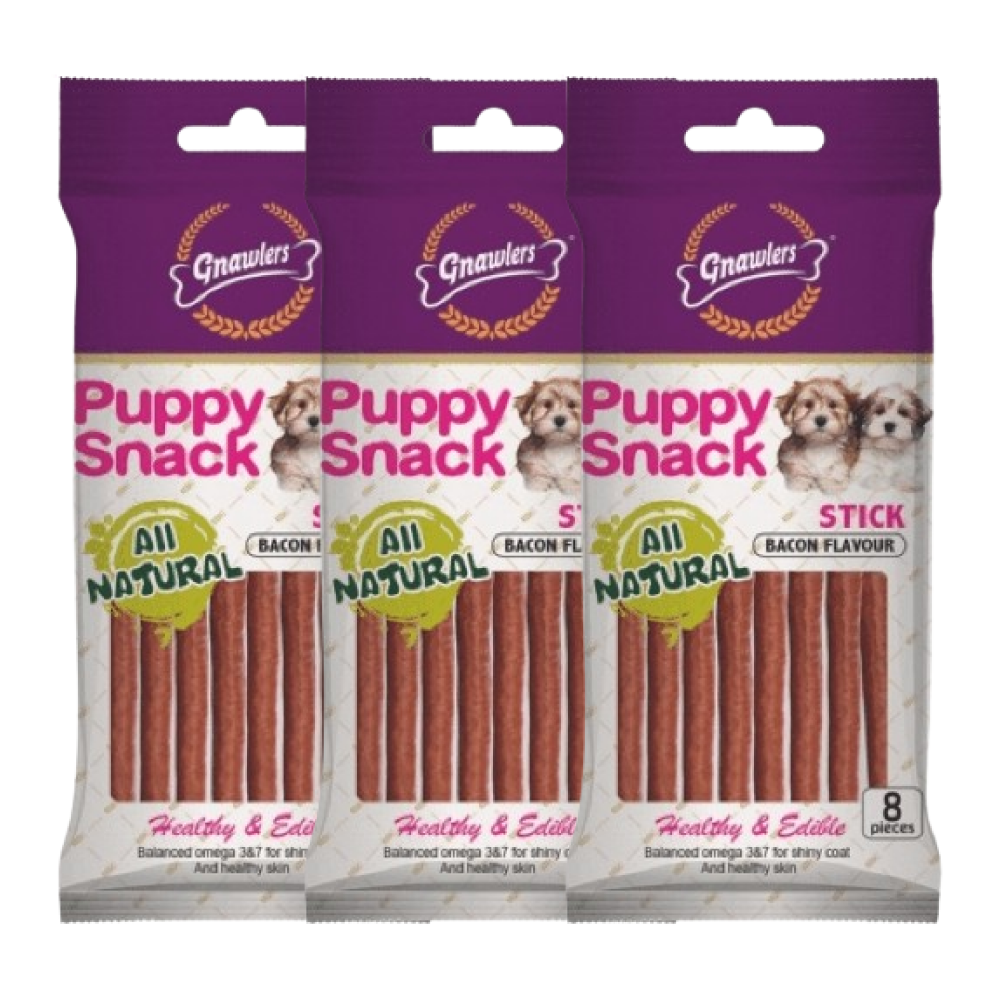 Gnawlers Puppy Snack Stick Bacon Flavoured Dog Treats image 3