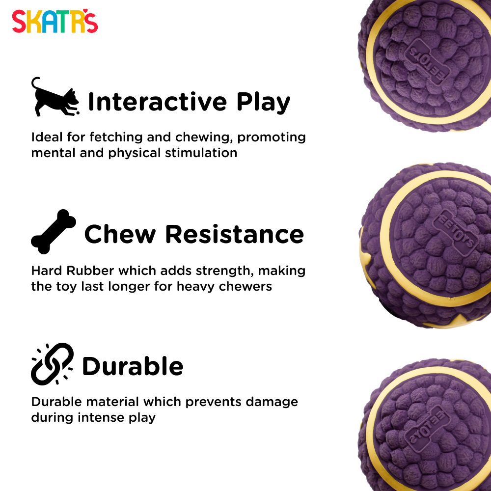 Skatrs Interactive Latex Star Squeaky Ball Toy for Dogs and Cats (Purple) | Chewing, Floating, Training, and Bouncing image 3