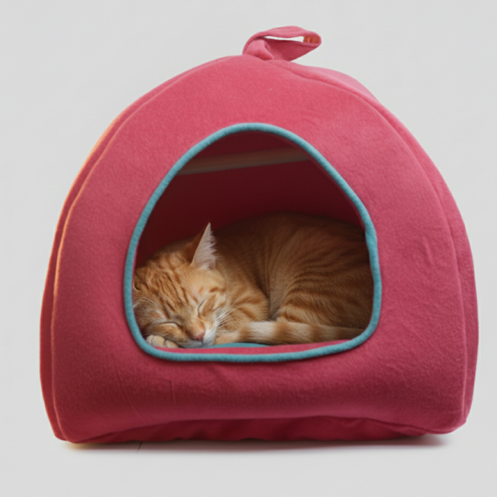 Skatrs Cozy House for Cats, Kittens and Small Dogs (Red and Teal Blue)