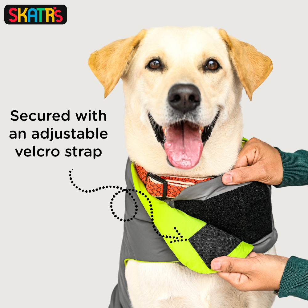 Skatrs Smokey Grey Puffer Reversible Jacket for Dogs and Cats | With Adjustable Baby Velcro image 7