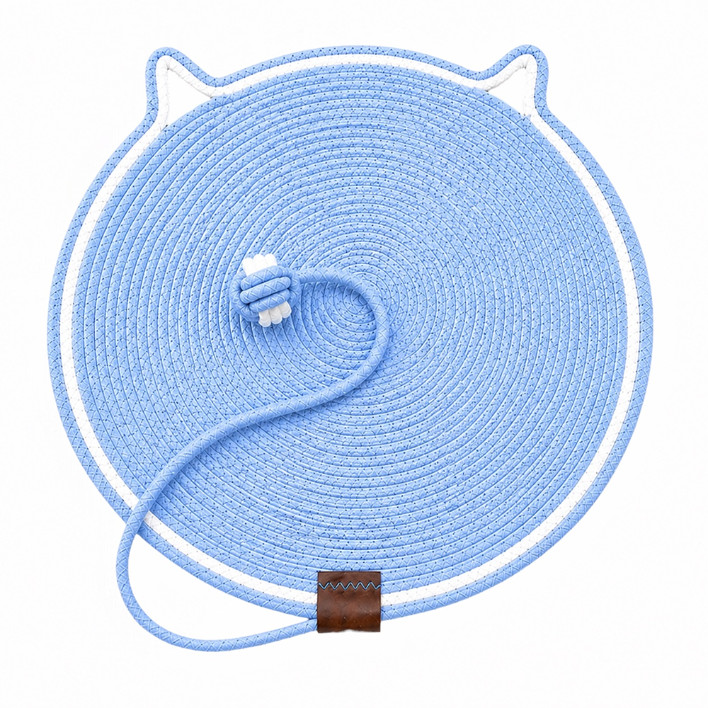 Talking Dog Club Rope Scratching Mat for Cats (Blue) image 1