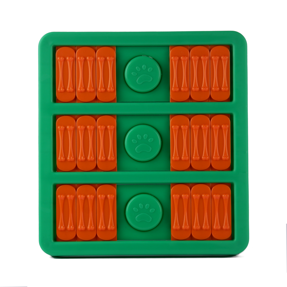 Pet Vogue Slow Feeder Rectangle Shaped Toy for Dogs (Green/Orange)