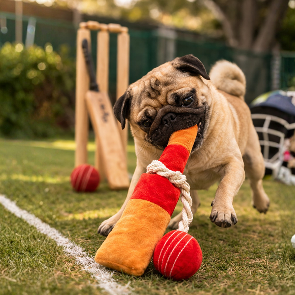 Pawgypets Cricket Fever Doggo Plush with Rope Toy for Dogs (Brown and Red) image 3