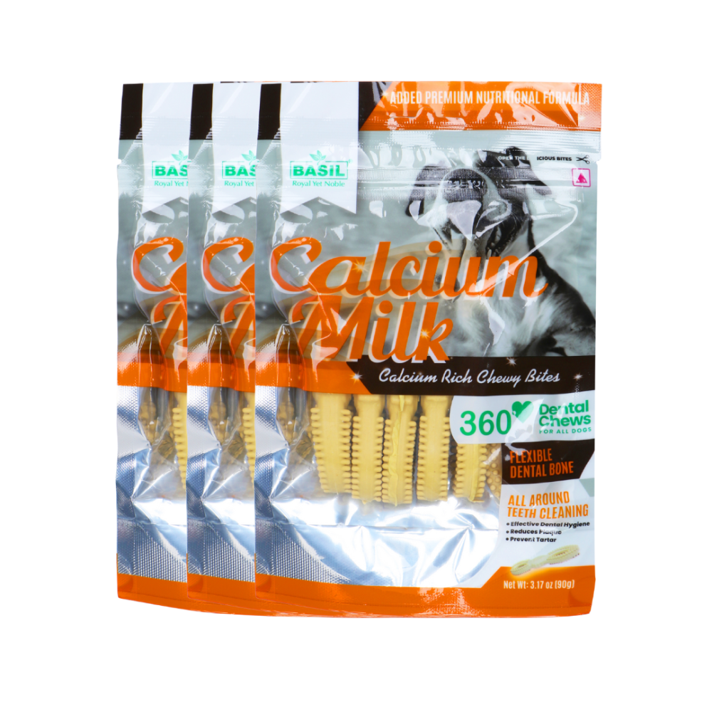 Basil Calcium Milk Chewy Bone Dog Treat image 2