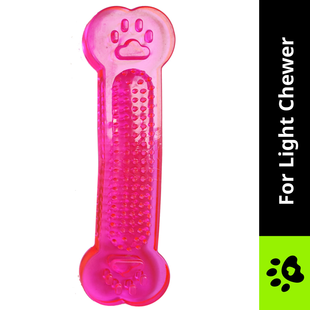Chullbull Flat Silicone Gel Teething Bone Chew Toy for Puppies & Dogs (Pink) image 2