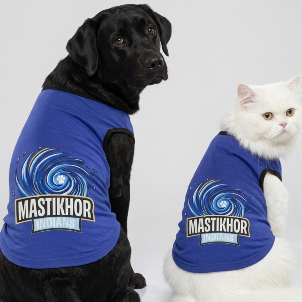 Skatrs Mastikhor Indians Cricket Jersey for Dogs and Cats (Blue)