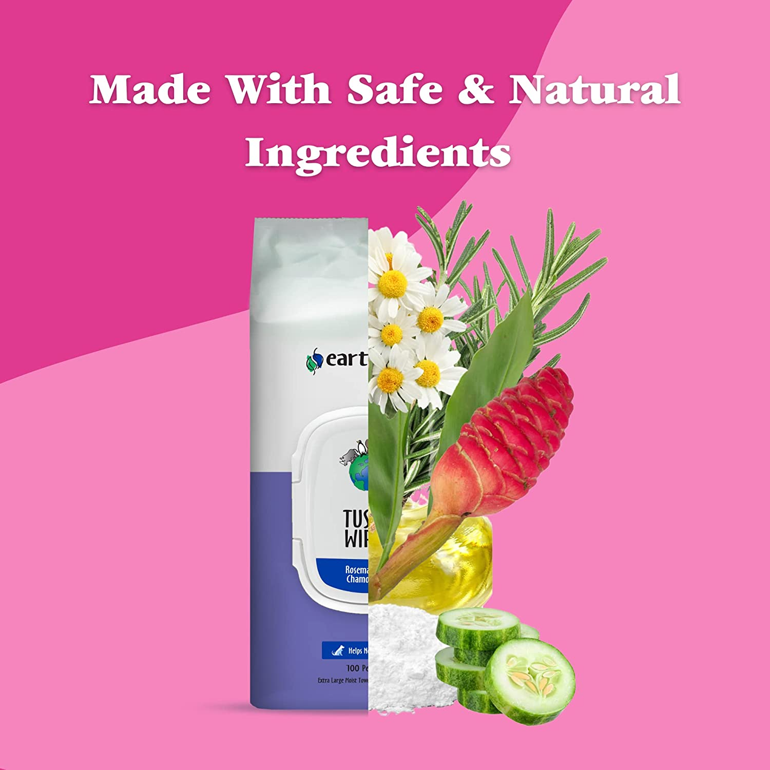 EarthBath Rosemary and Chamomile Scented Tushy Wipes for Dogs and Cats image 2