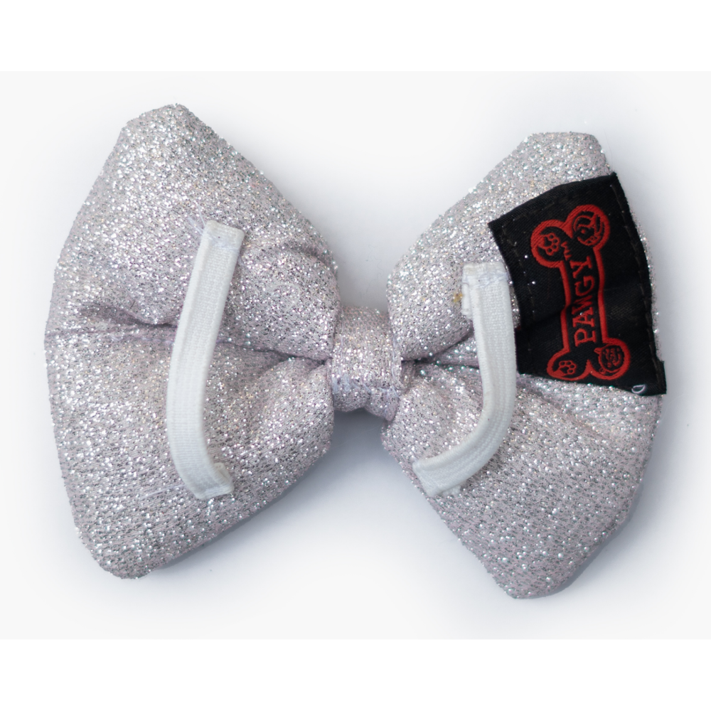 Pawgypets Party Wear Bowtie For Dogs and Cats (Silver) image 2
