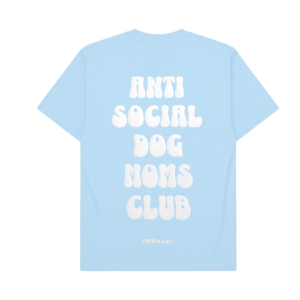 Hoomans Anti Social Dog Moms Club T Shirt for Women (Powder Blue)