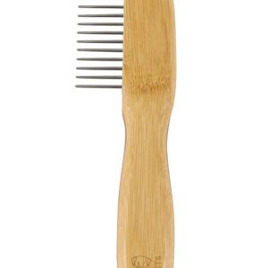 M PETS Bamboo Regular Comb With Rotating Teeth for Dogs and Cats (Brown)