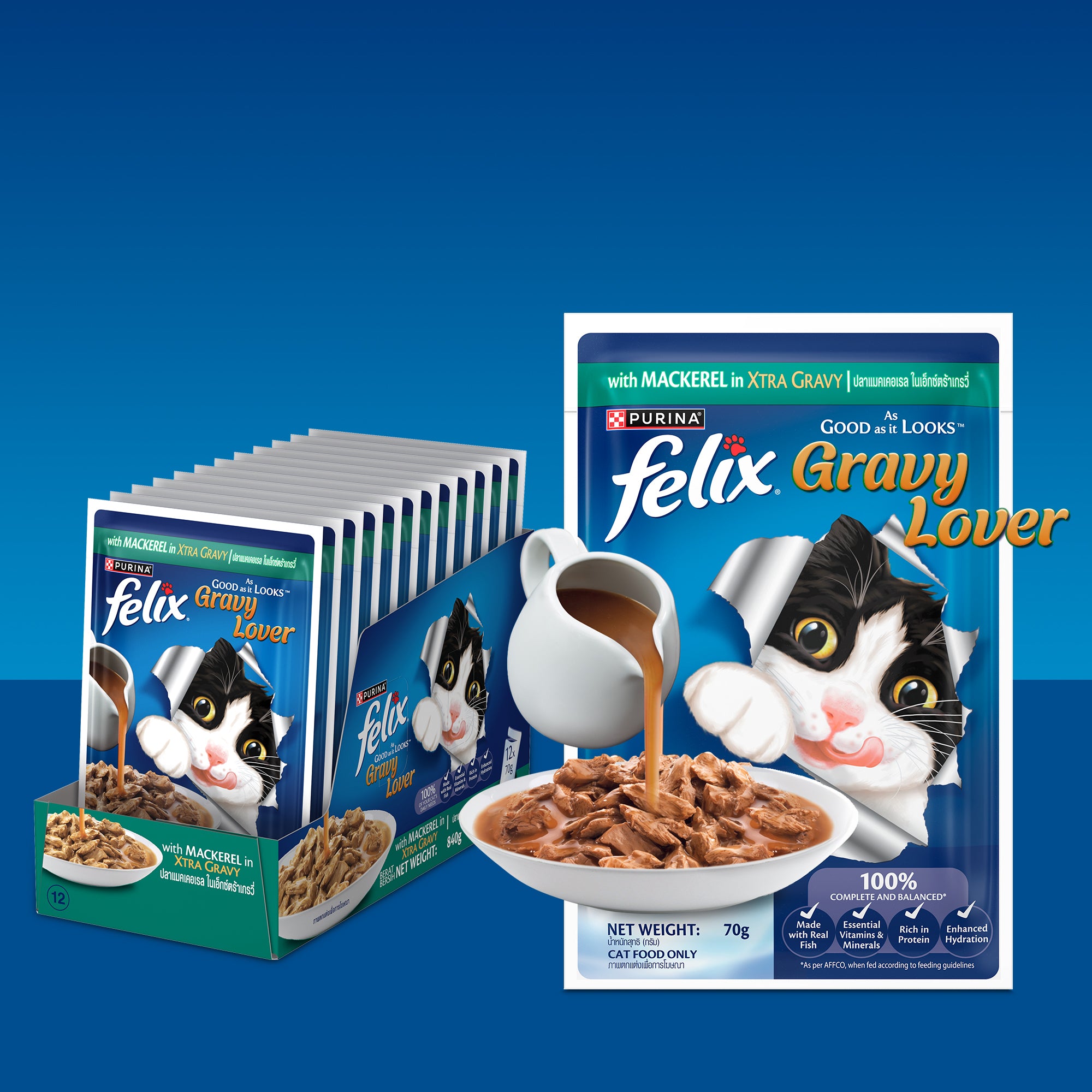 Purina Felix Gravy Lover Mackerel Chunks Complete and Balanced Adult Cat Wet Food