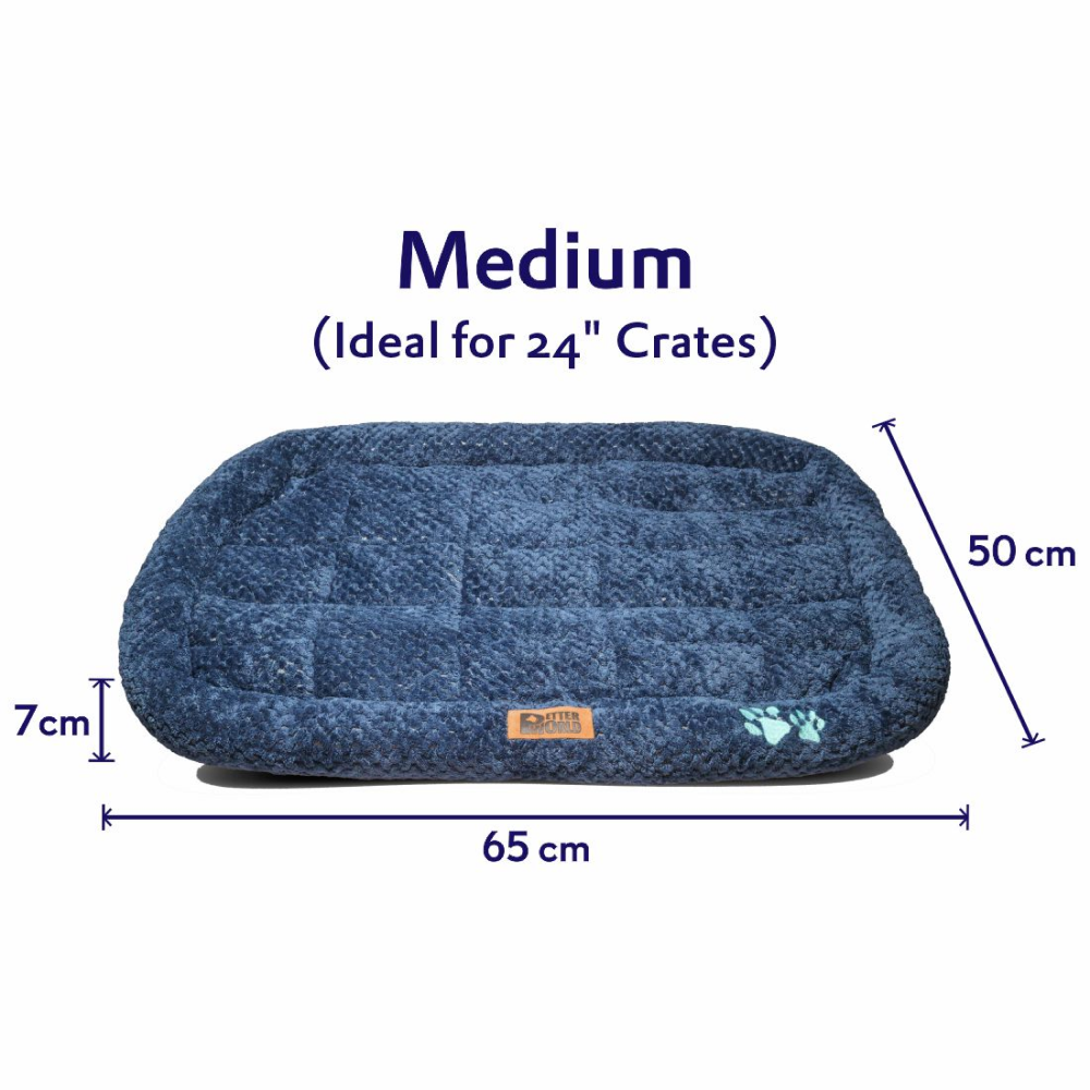Petter World Luxury Quilted Crate Mat with Padded Perimeters for Extra Support for Dogs (Ensign Blue) image 3