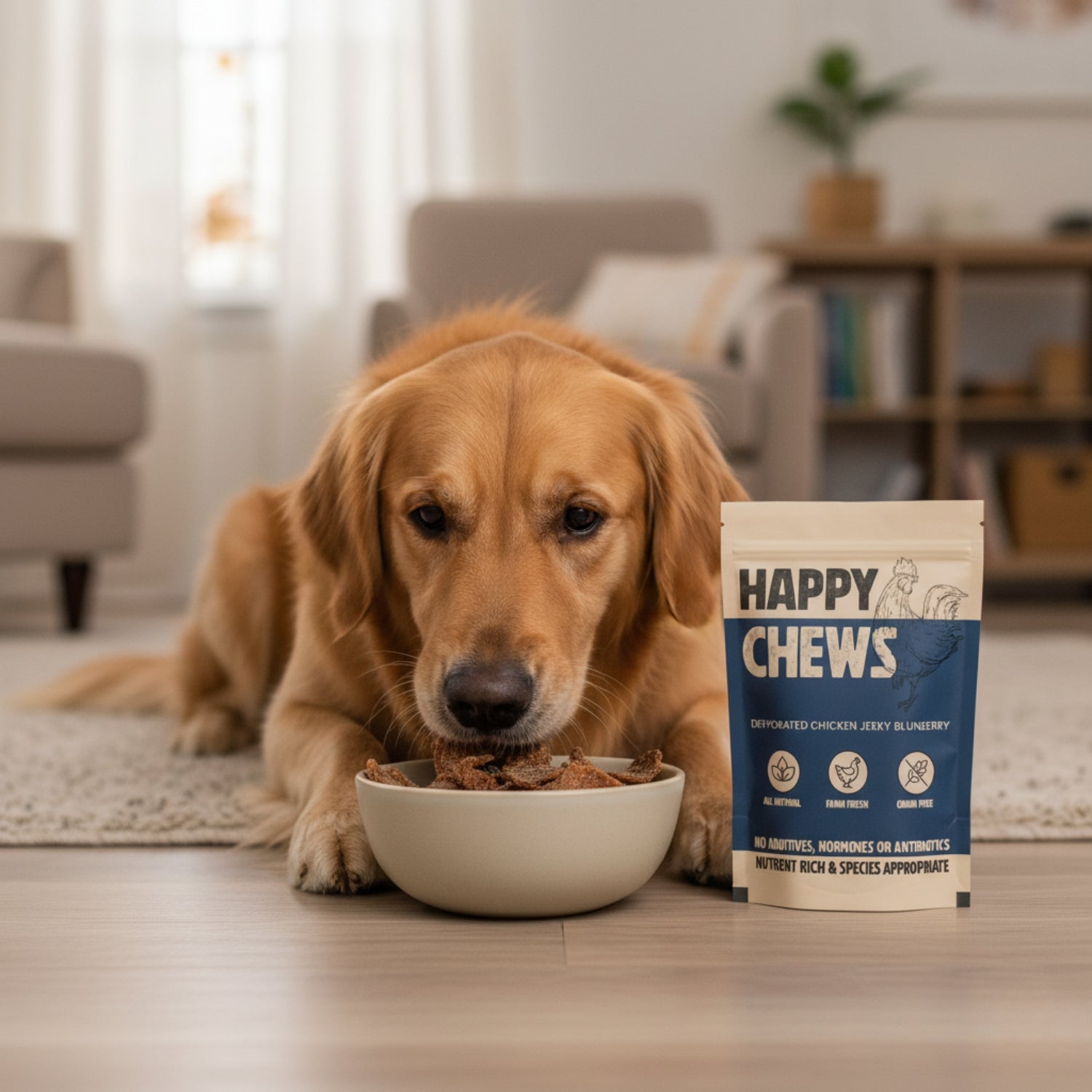 Nootie Happy Chew Dehydrated Blueberry Flavoured Chicken Jerky Dog Treat image 5