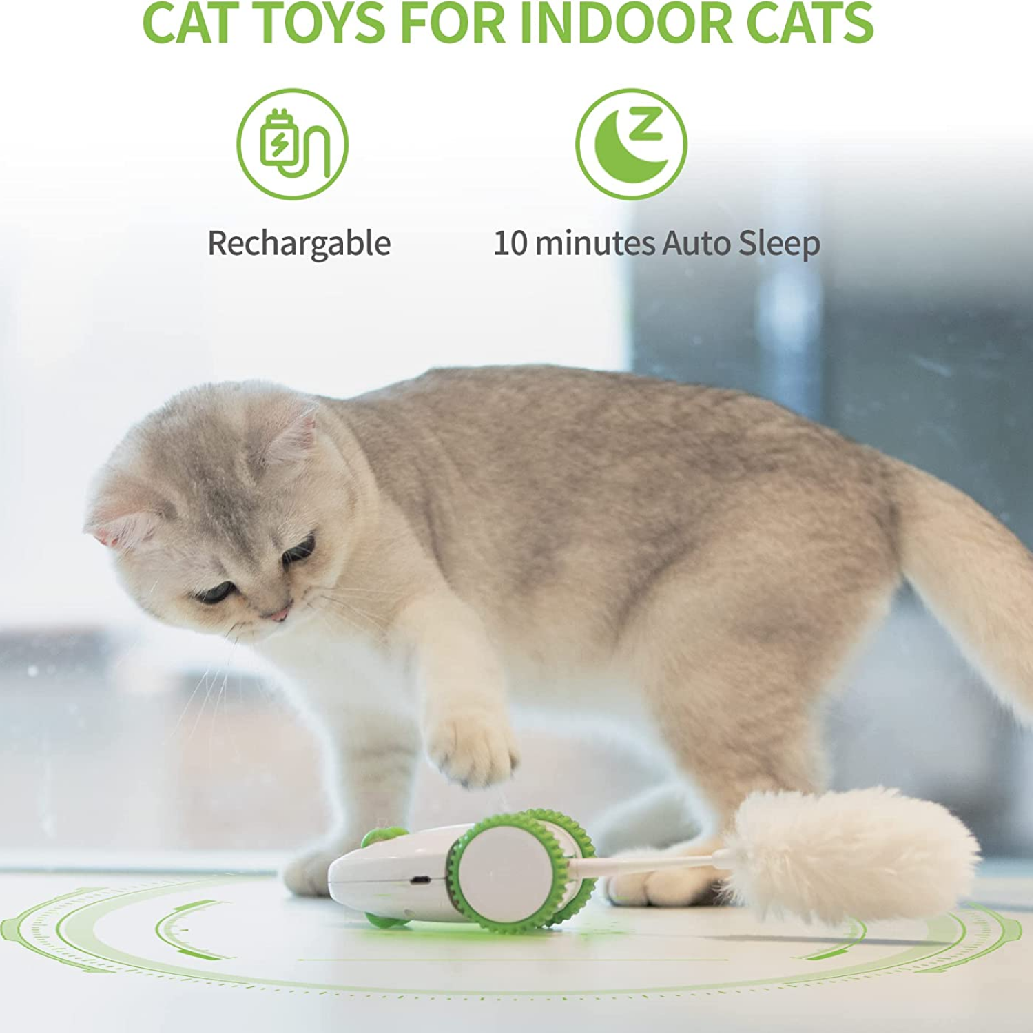 Pet Geek Furious Mouse Toy for Cats (White/Green) image 4