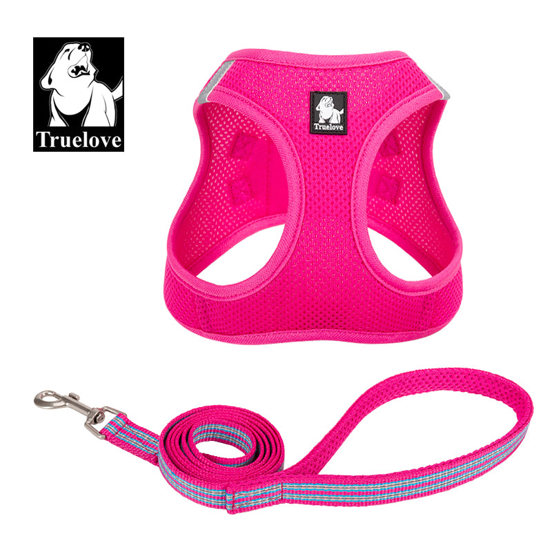 Truelove Mesh Harness & Leash Set for Cats and Small to Medium Dogs (Fuchsia) image 1