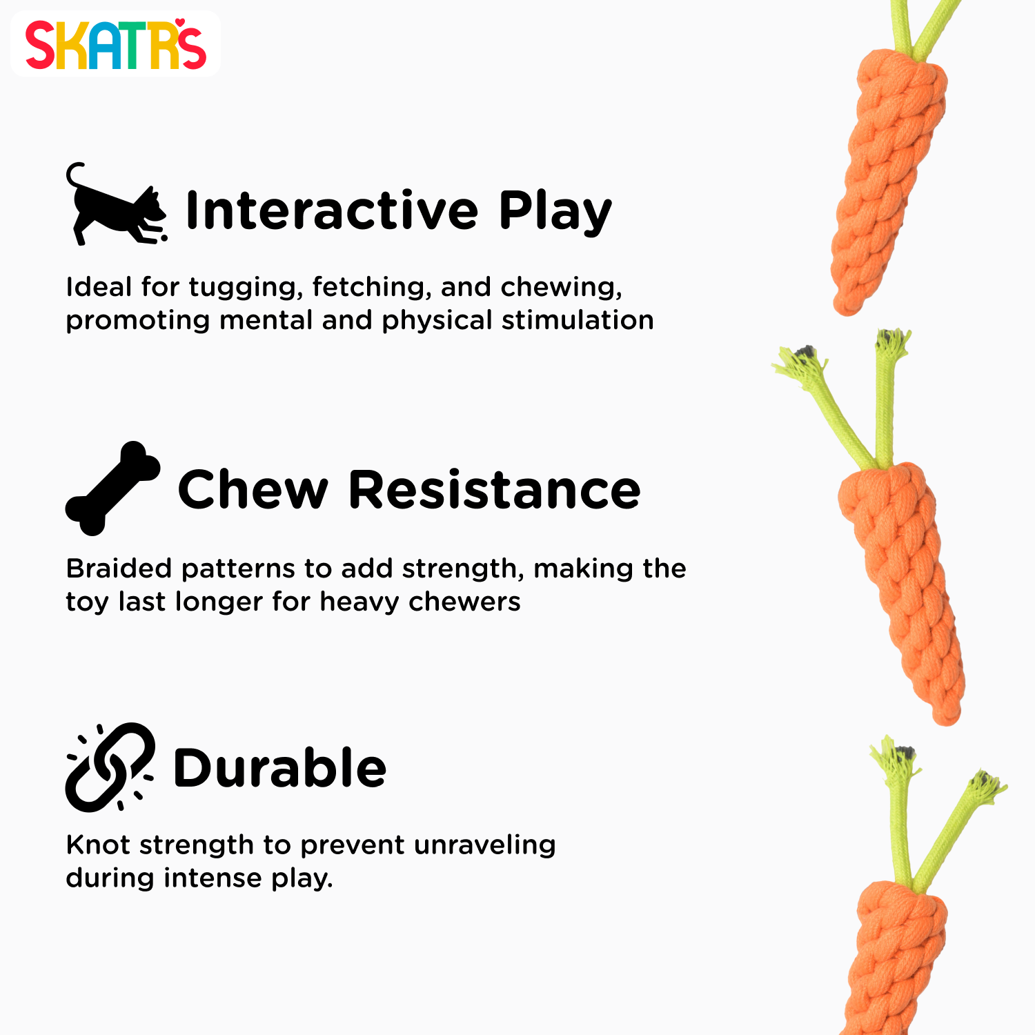 Skatrs Carrot Shaped Rope Chew Toy for Dogs and Cats (Orange) image 4