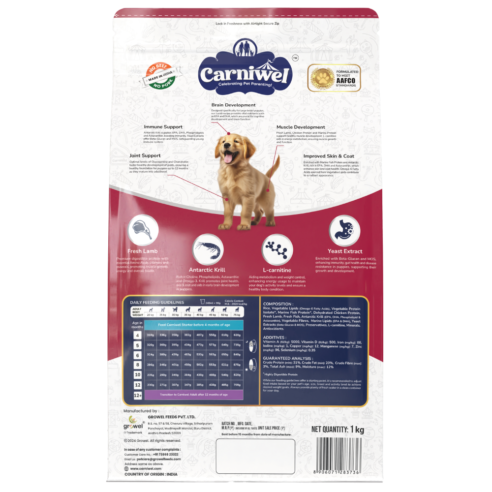 Carniwel Fresh Lamb Large Breed Puppy Dog Dry Food image 7