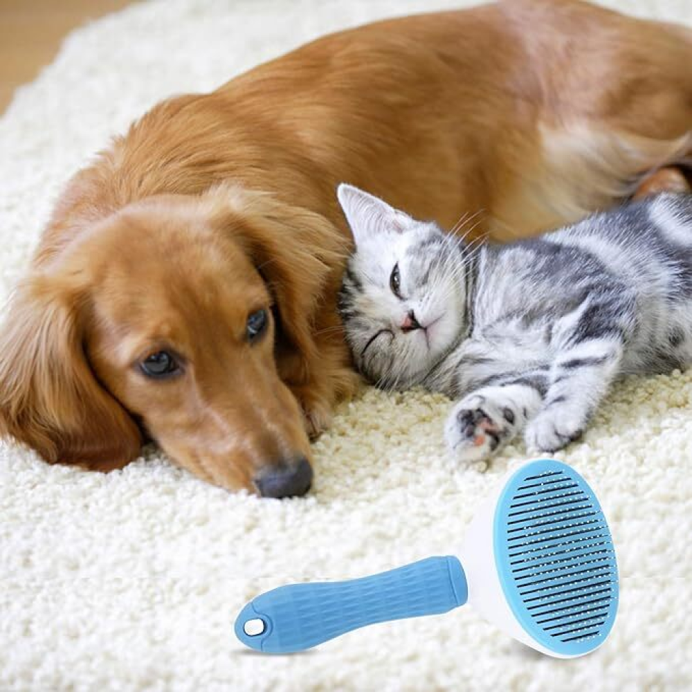 Chullbull Self Cleaning Oval Pin Slicker Brush for Dogs and Cats (Blue) image 6