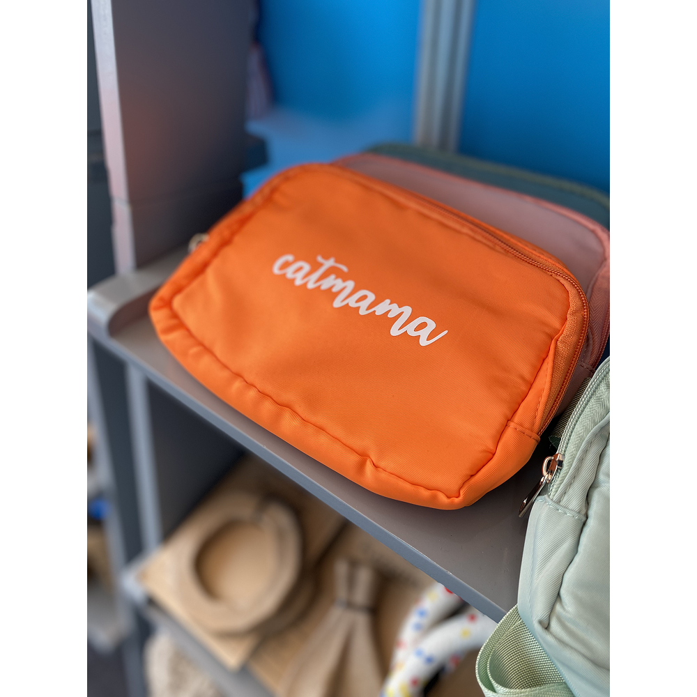Talking Dog Club Cat Mama Waist Pouch Carry All Tote Bag for Women (Orange)