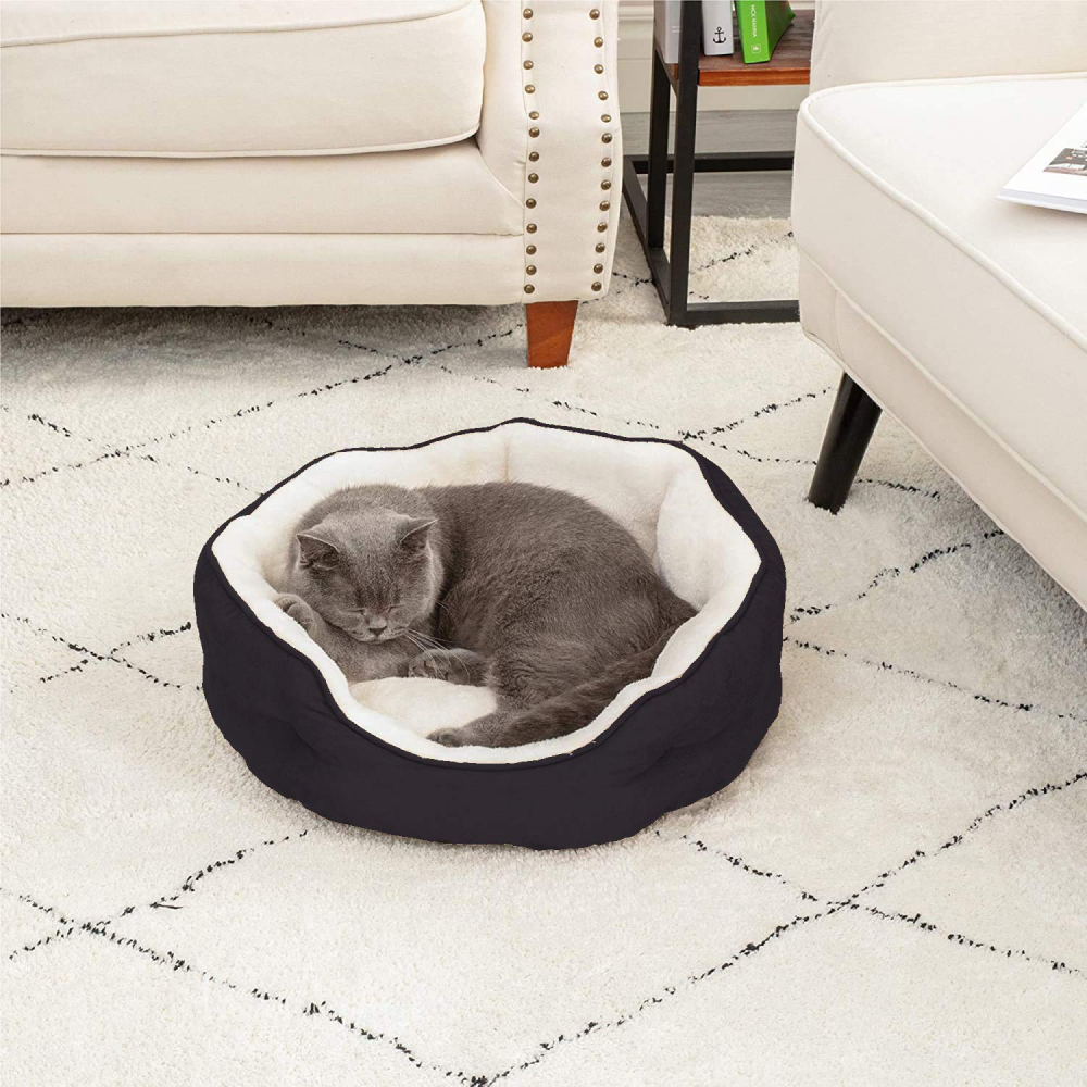 Fluffy's Pawsome Round Washable Bed for Dogs and Cats (Black) image 7