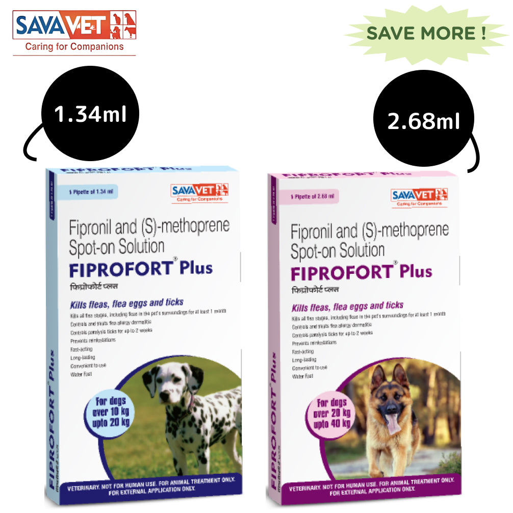 Savavet Fiprofort Plus Tick & Flea Control Spot On for Dogs 10-20kg and 20-40kg Combo image 2