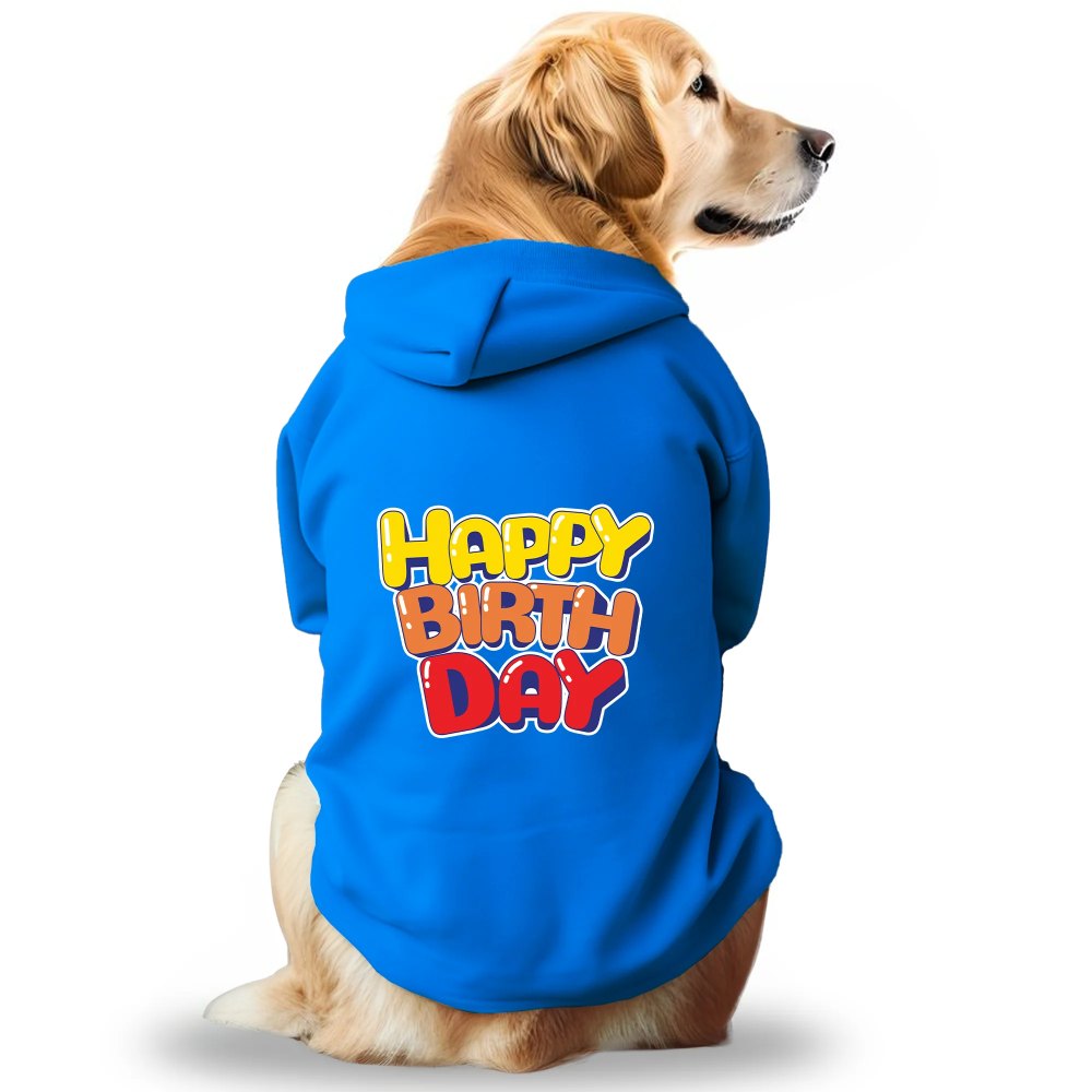 Pawsindia Happy Birthday Hoodie for Dogs (Blue)