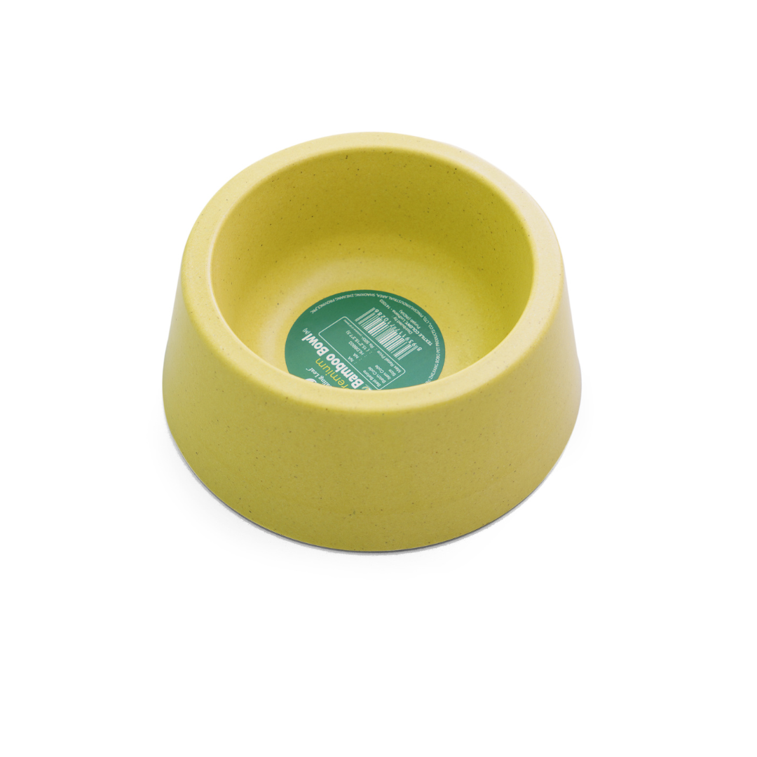 Healing Leaf Eco Friendly Bamboo Bowl for Dogs and Cats (Yellow)