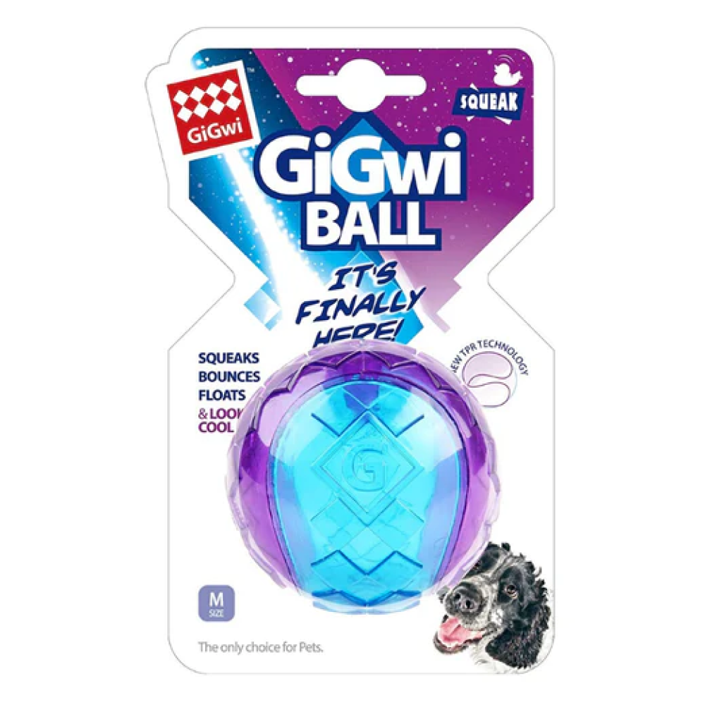 GiGwi Ball Squeaker Toy for Dogs (Blue/Purple) | For Medium Chewers image 5