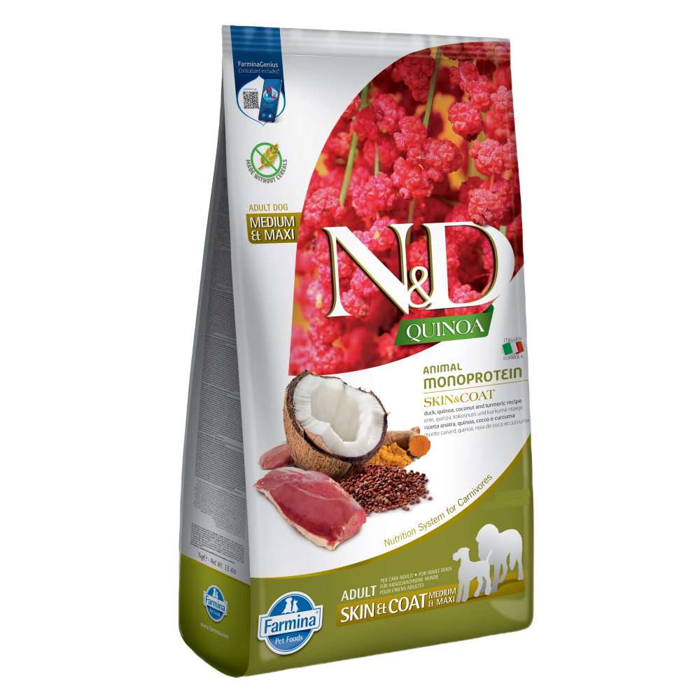 Farmina N&D Quinoa Duck Coconut & Turmeric Skin & Coat Grain Free Adult Medium & Maxi Dog Dry Food image 9