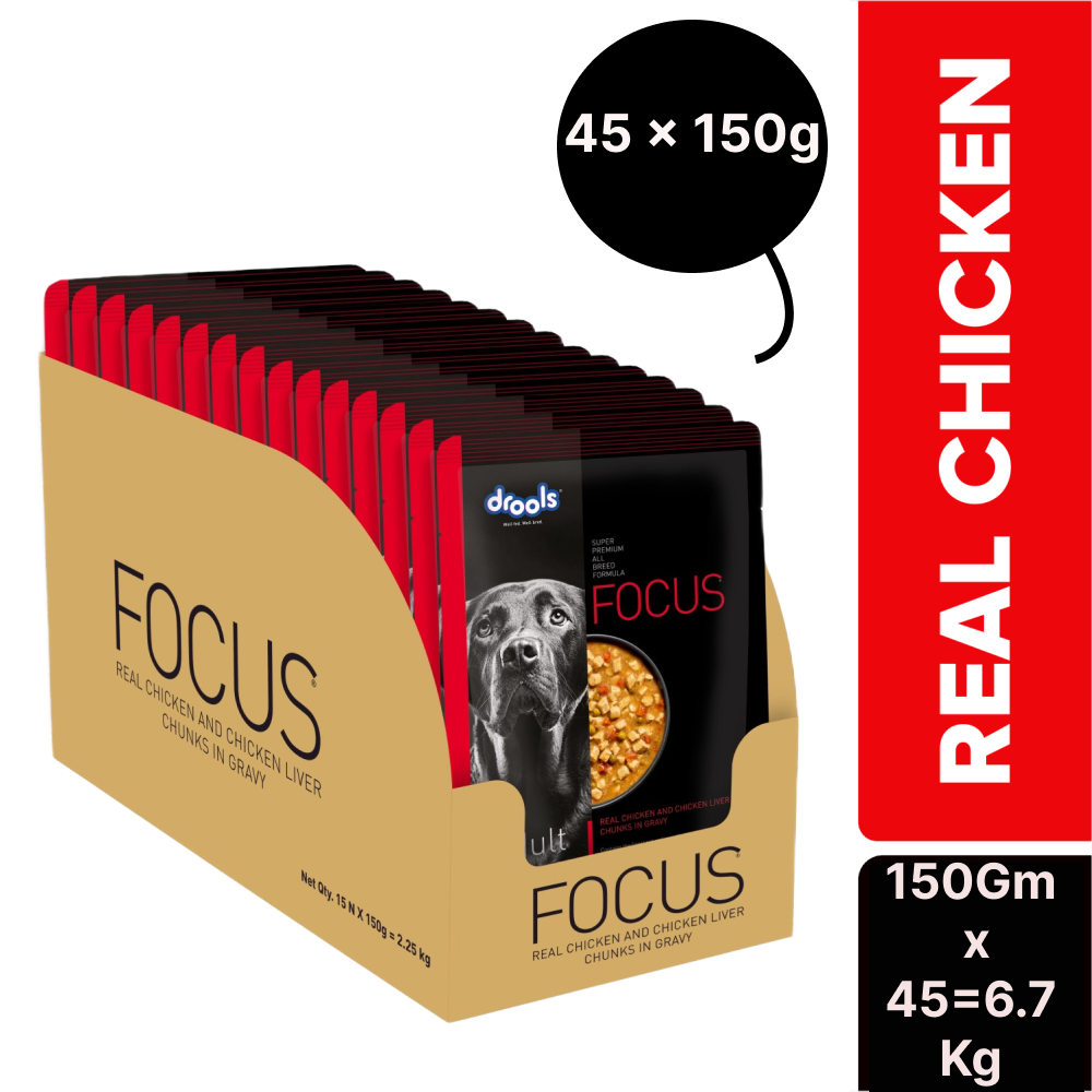 Drools Focus Real Chicken & Chicken Liver Chunks in Gravy Adult Dog Wet Food image 9