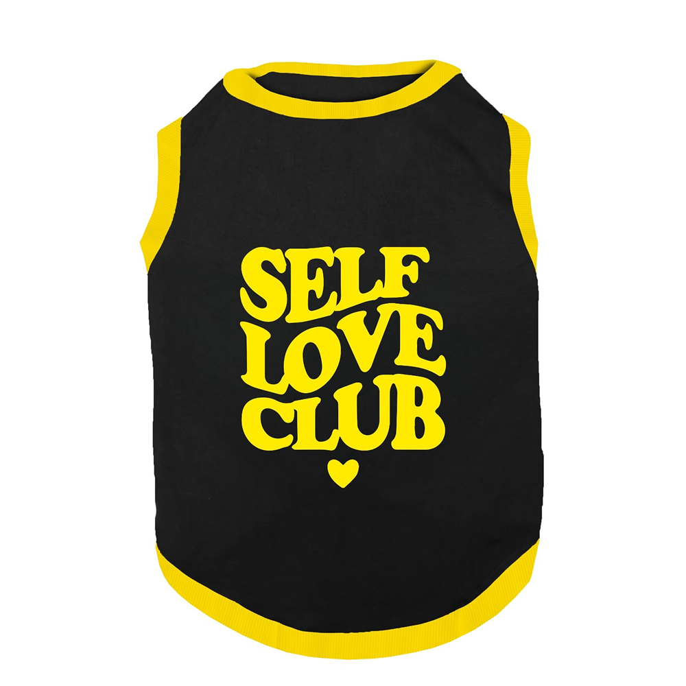 PawsIndia Self Love Club Printed with Ribbed Sleeves TShirt for Dogs (Black) image 2