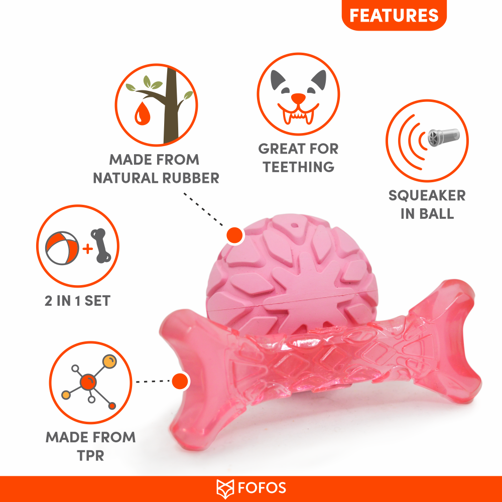 Barkbutler x Fofos Milk Bone & Ball Toy for Dogs (Pink) image 4