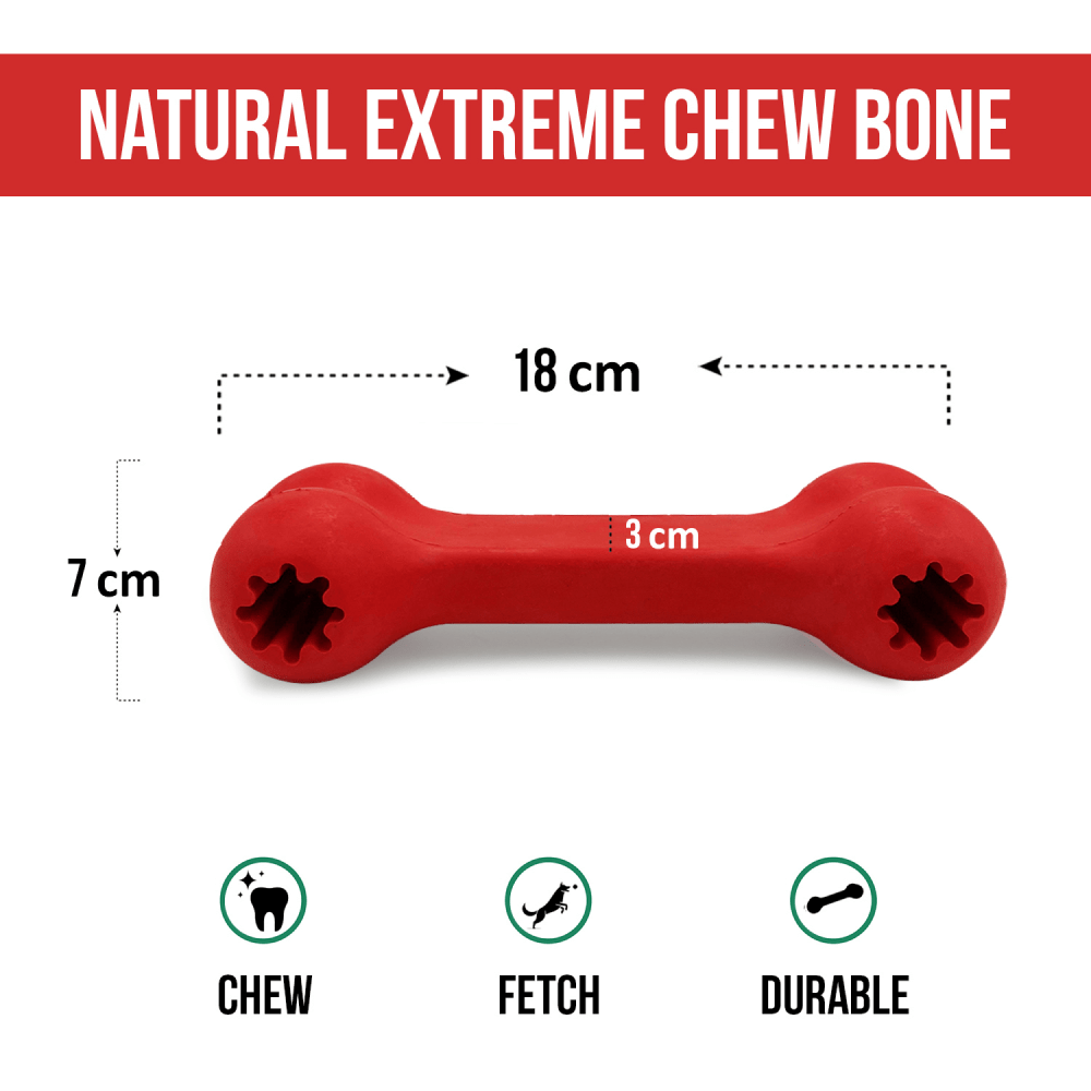 Goofy Tails Classic Interactive Rubber Bone Toy for Dogs (Red) image 2