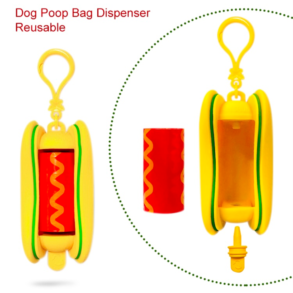 Talking Dog Club Hot Dog Poop Bag Dispenser for Dogs (Yellow/Red) image 4