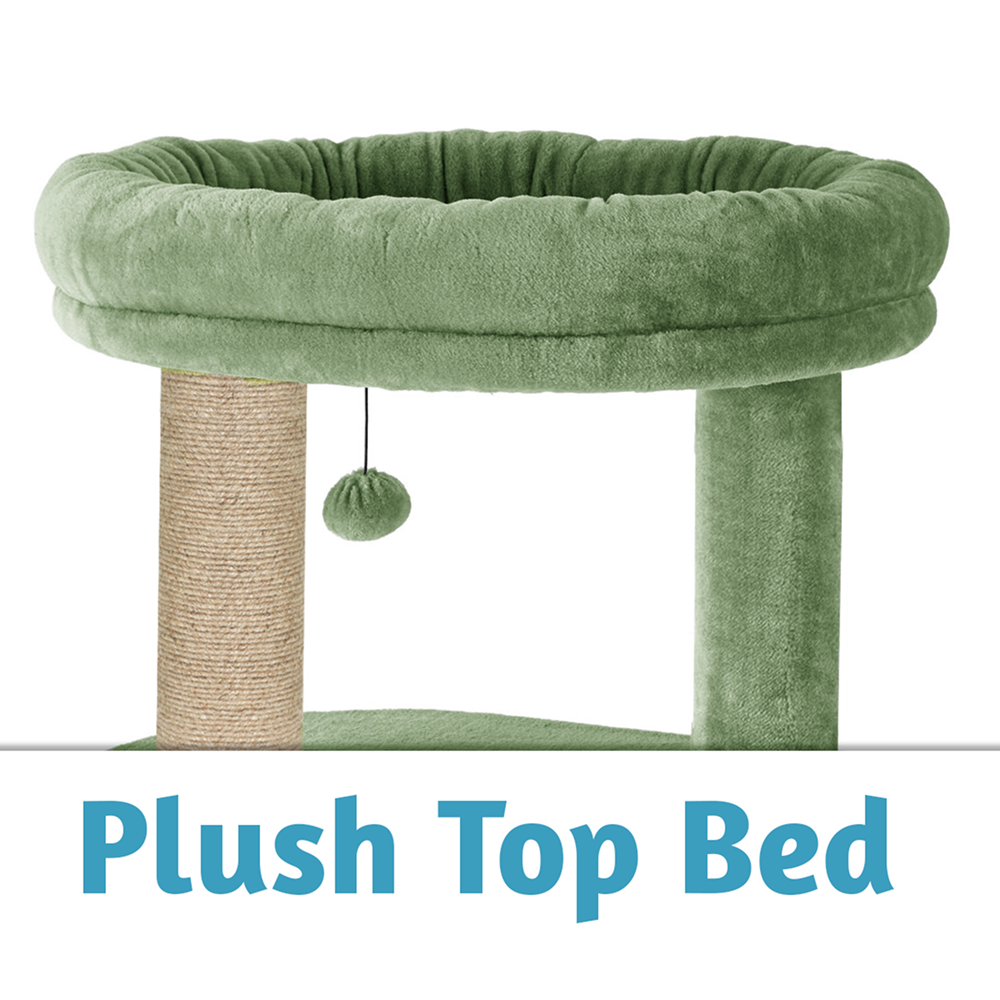 Furrlovers Multi Level Plush Cat Tree with Condo & Sisal Scratching Posts (Green) image 3