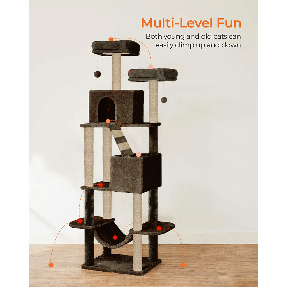 Furrlovers Multi Storey Cat Tree with Hammock, Condo & Sisal Scratching Posts image 5