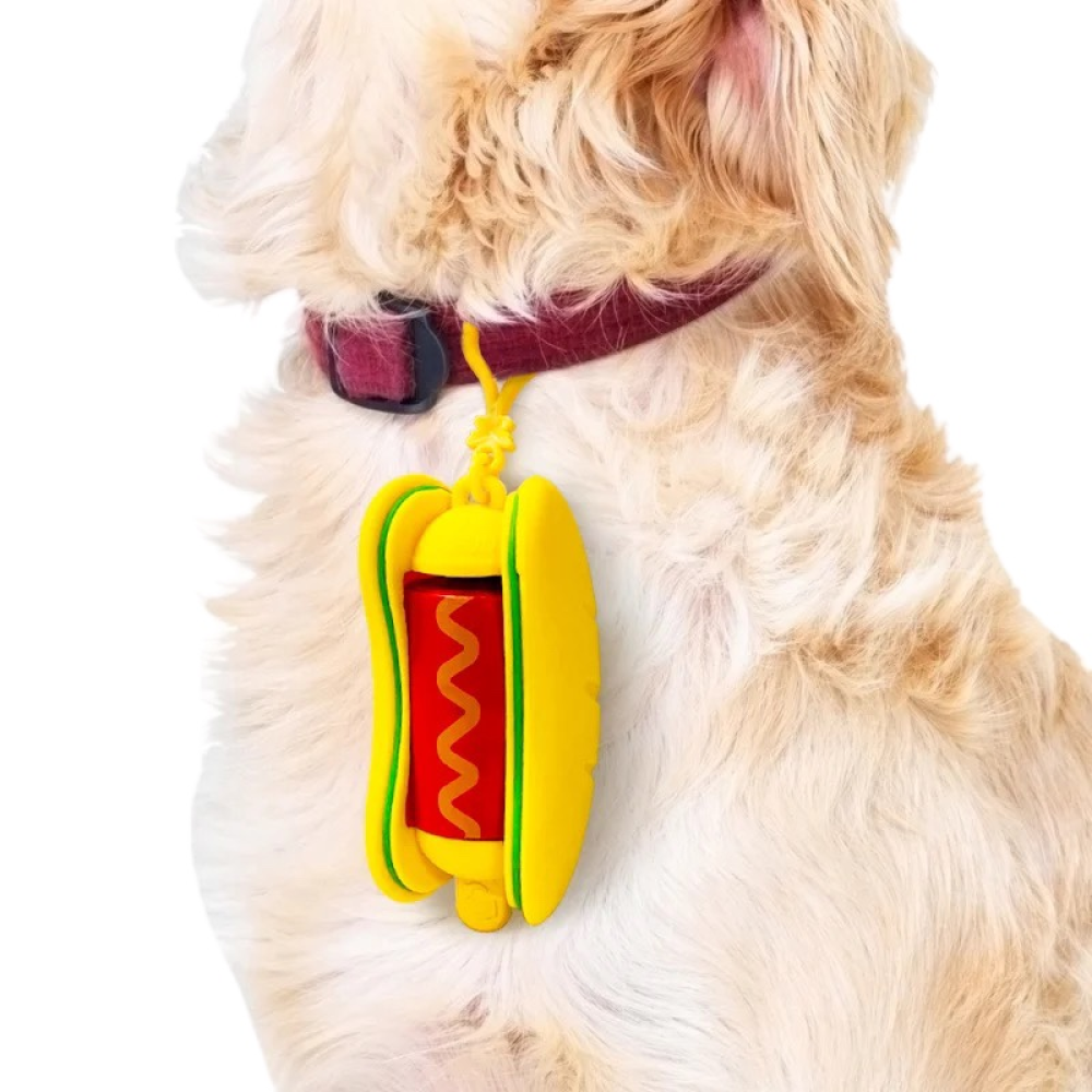 Talking Dog Club Hot Dog Poop Bag Dispenser for Dogs (Yellow/Red) image 2