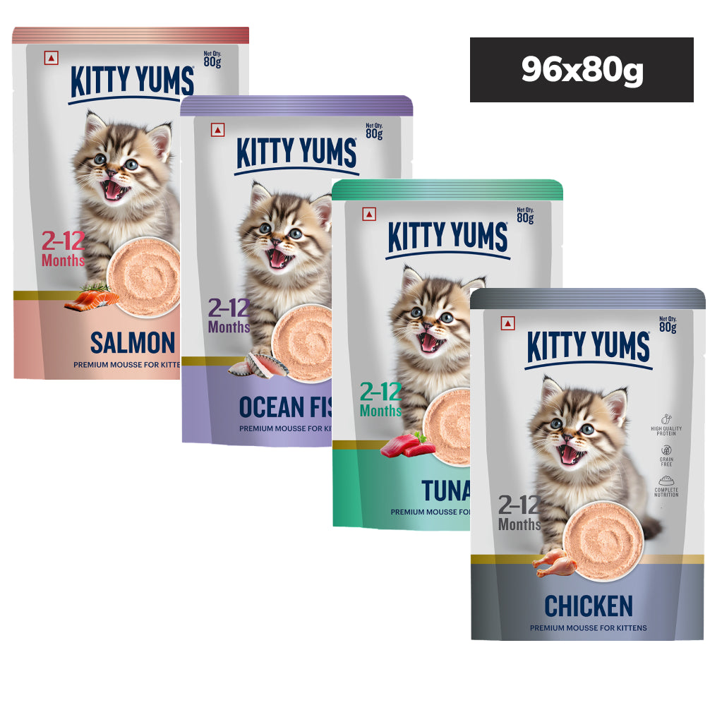 Kitty Yum Salmon and Ocean Fish and Tuna and Chicken Mousse Combo Kitten Cat Wet Food